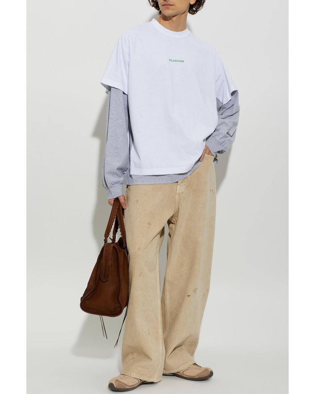Balenciaga White Logo T-Shirt for men