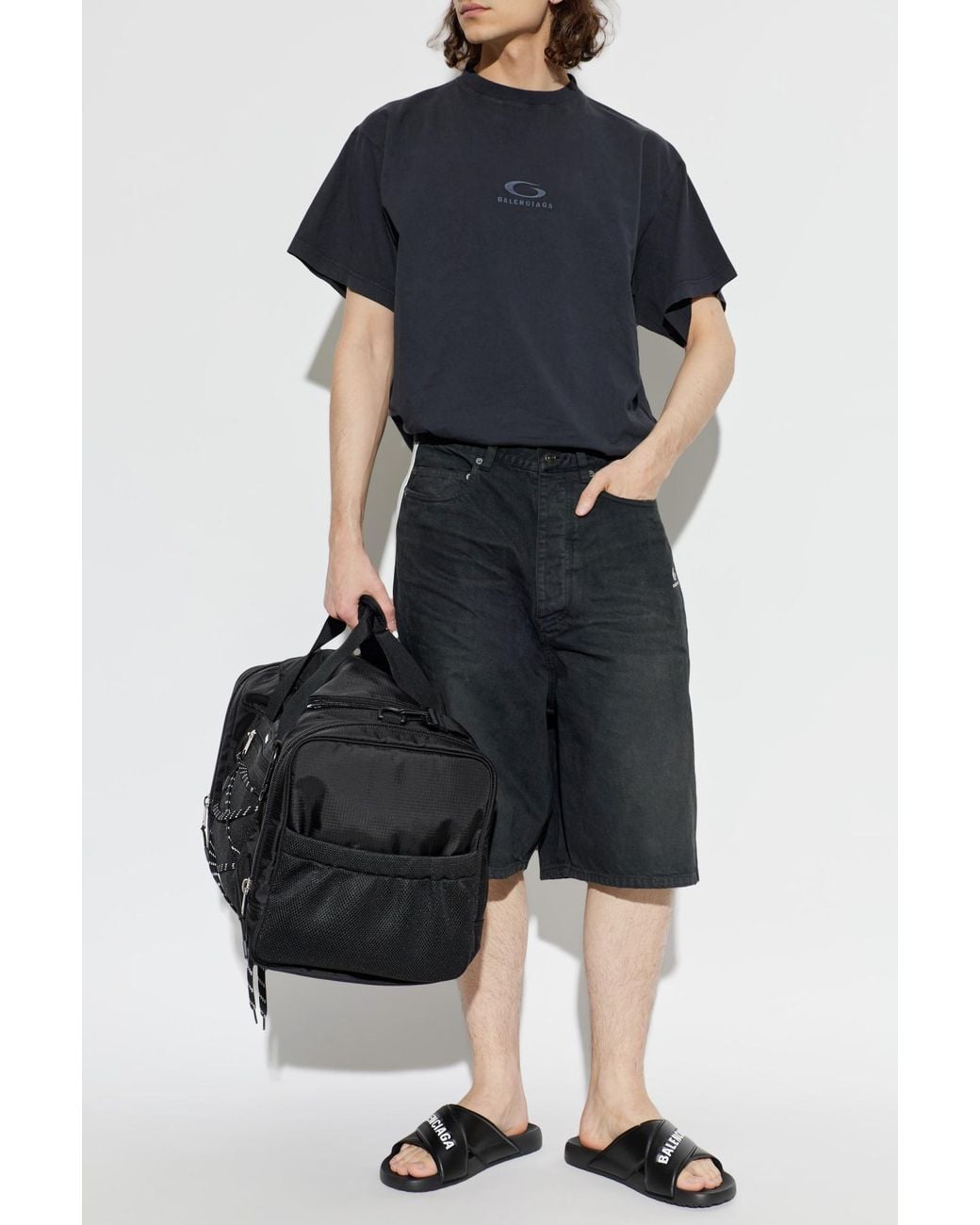 Balenciaga Black 'Sporty Pool' Slides for men