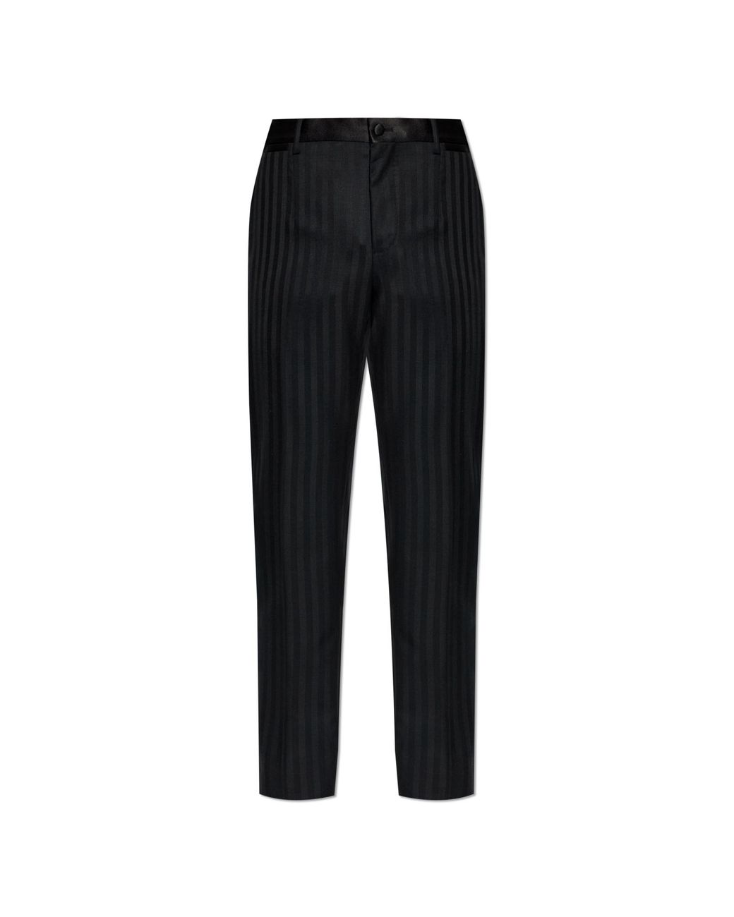 Dolce & Gabbana Black Satin Striped Trousers for men