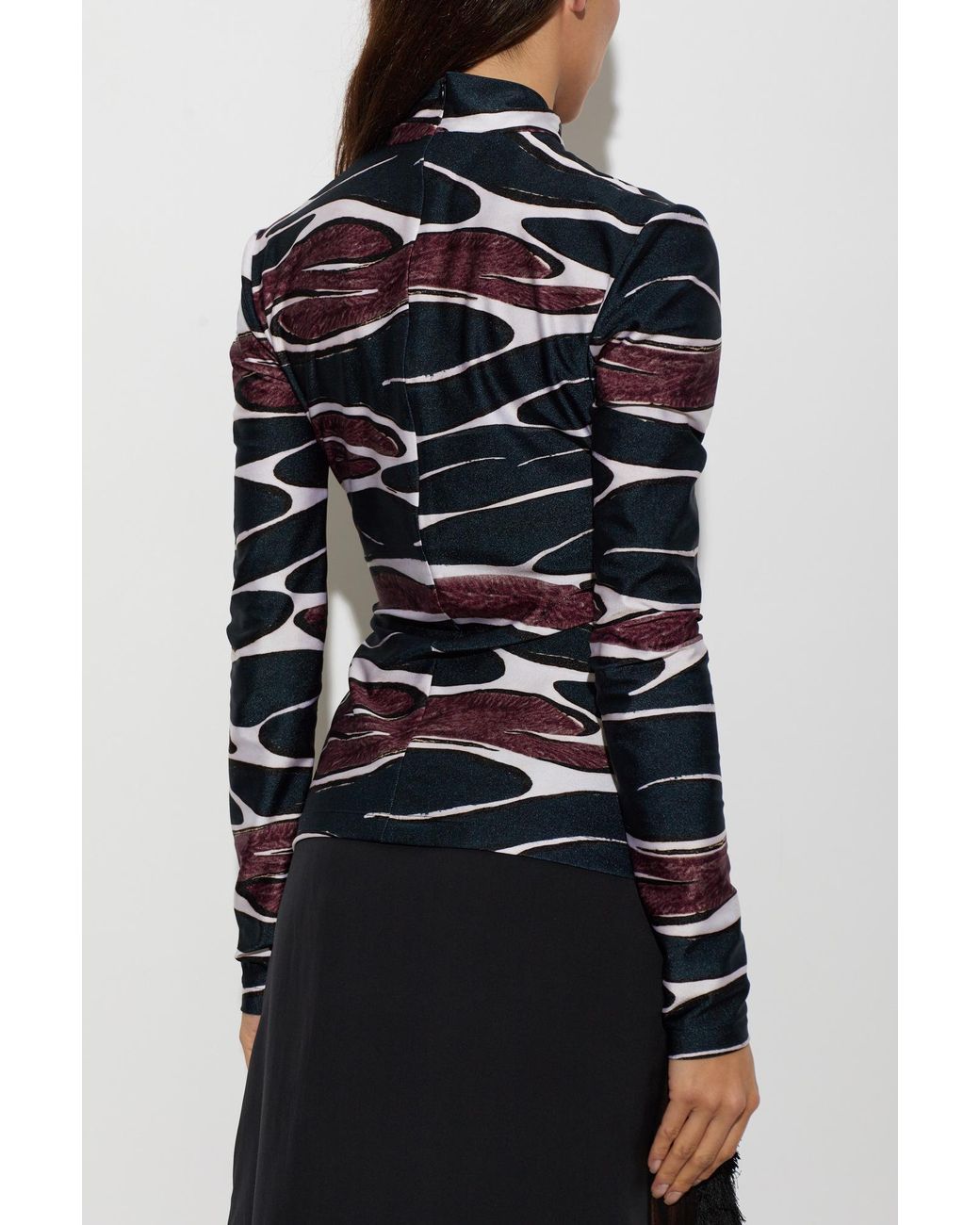 Marni Black Patterned Turtleneck Top