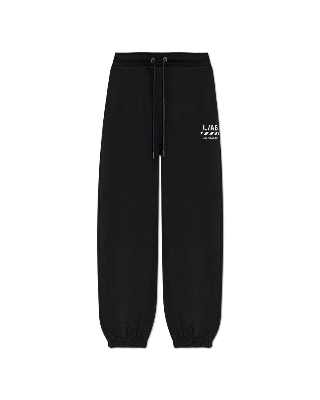 LAB C.O. OFF WHITE Black Sweatpants With Printed Logo for men