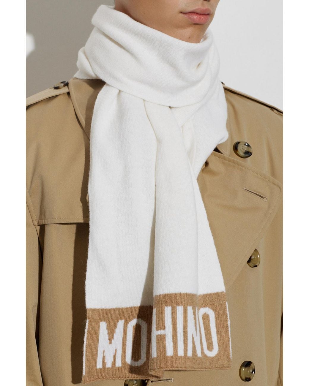 Moschino White Scarf With Logo