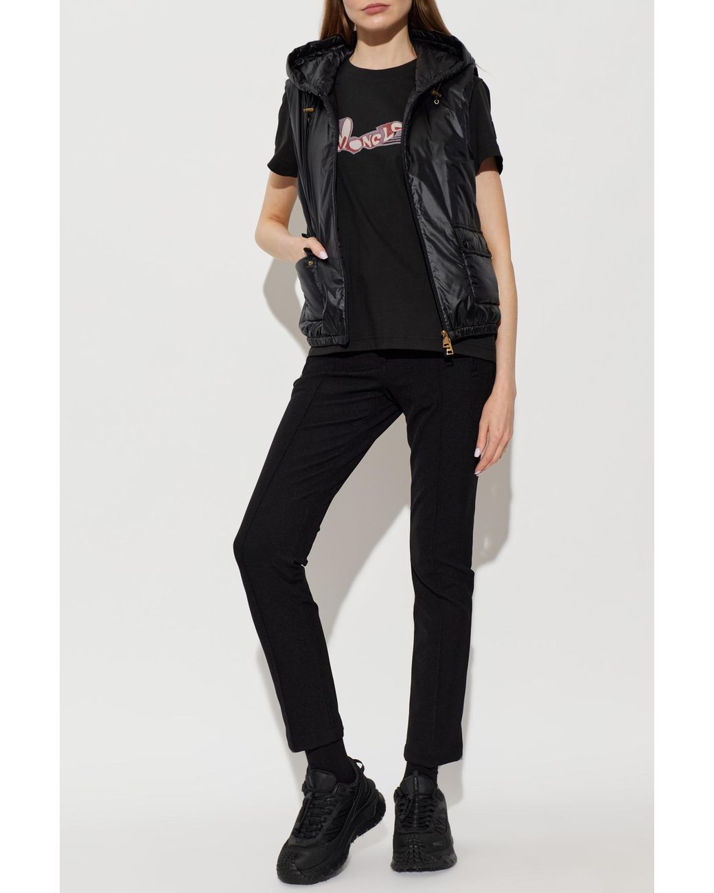Moncler Black T-Shirt With Printed Logo