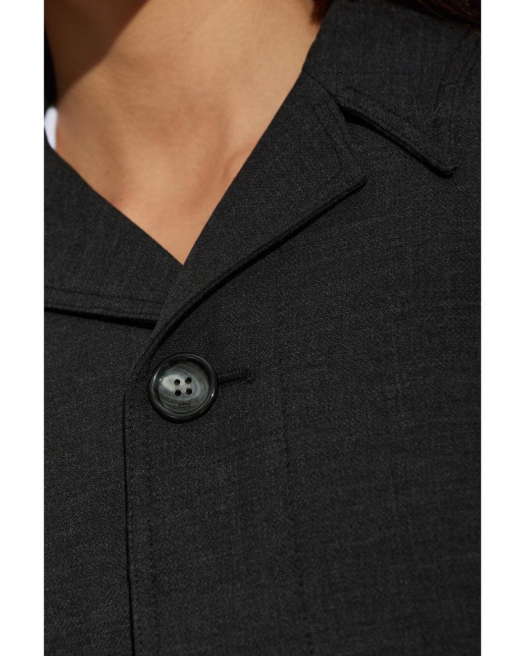 AMI Black Wool Jacket With Open Lapels