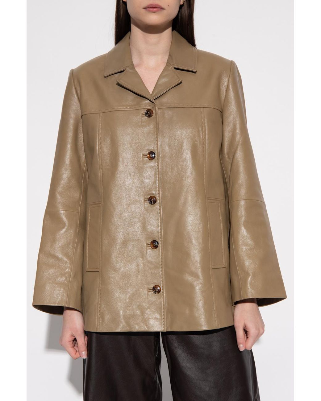 Samsøe & Samsøe 'jillian' Leather Jacket in Brown | Lyst