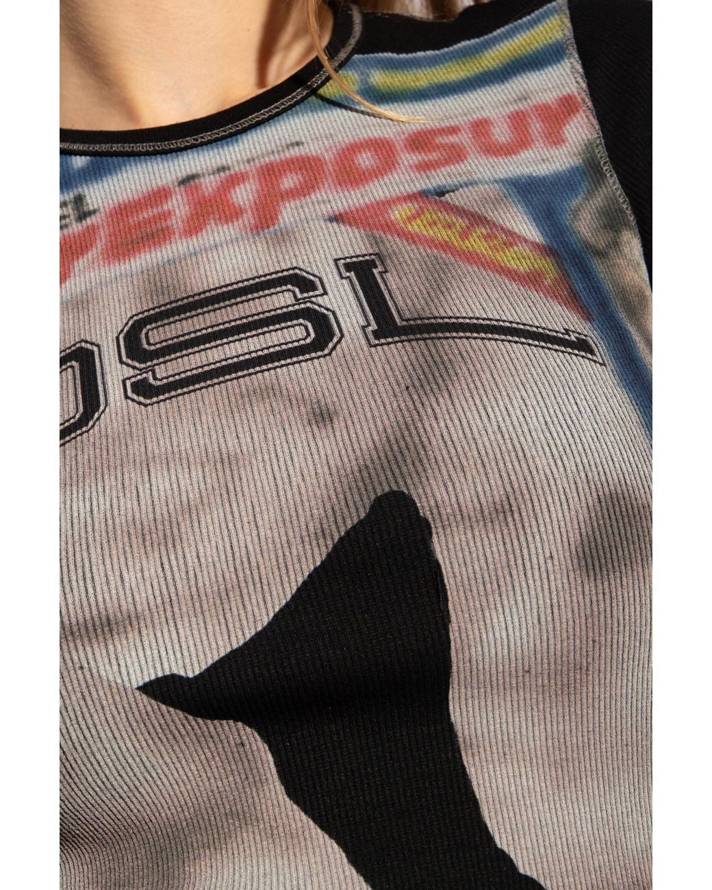 DIESEL 'T-Ele-Long' Patterned Top, ' in Black | Lyst