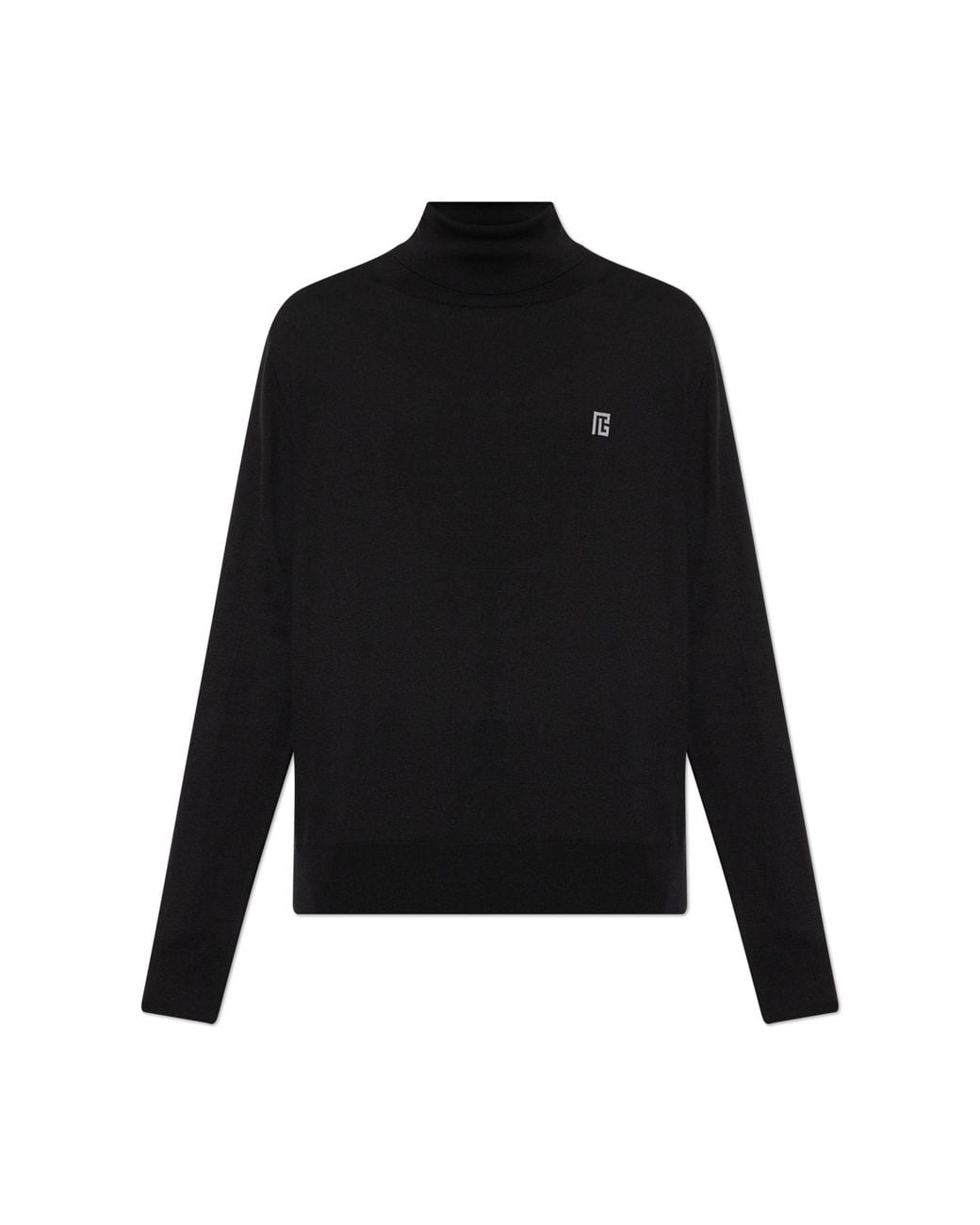 Balmain Black Turtleneck With Logo for men