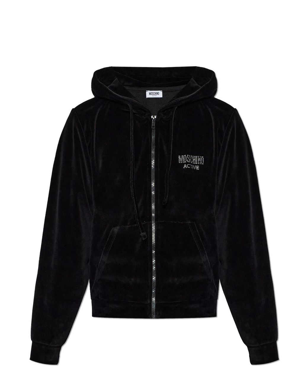 Moschino Black 'Active' Hooded Zip-Up Sweatshirt