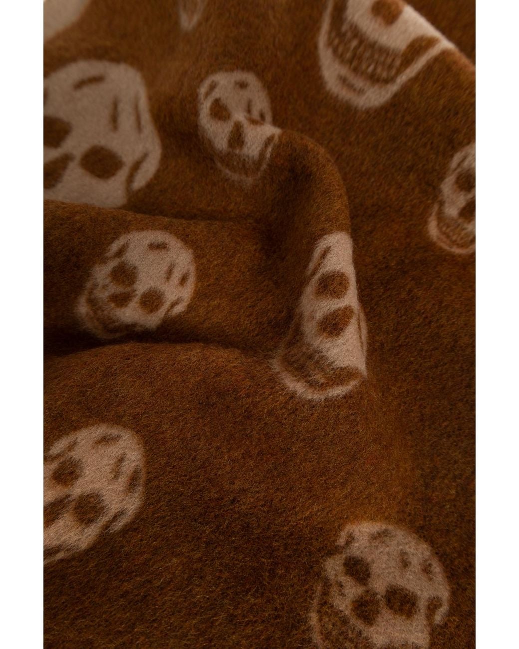 McQueen Brown Scarf With Skull Motif for men
