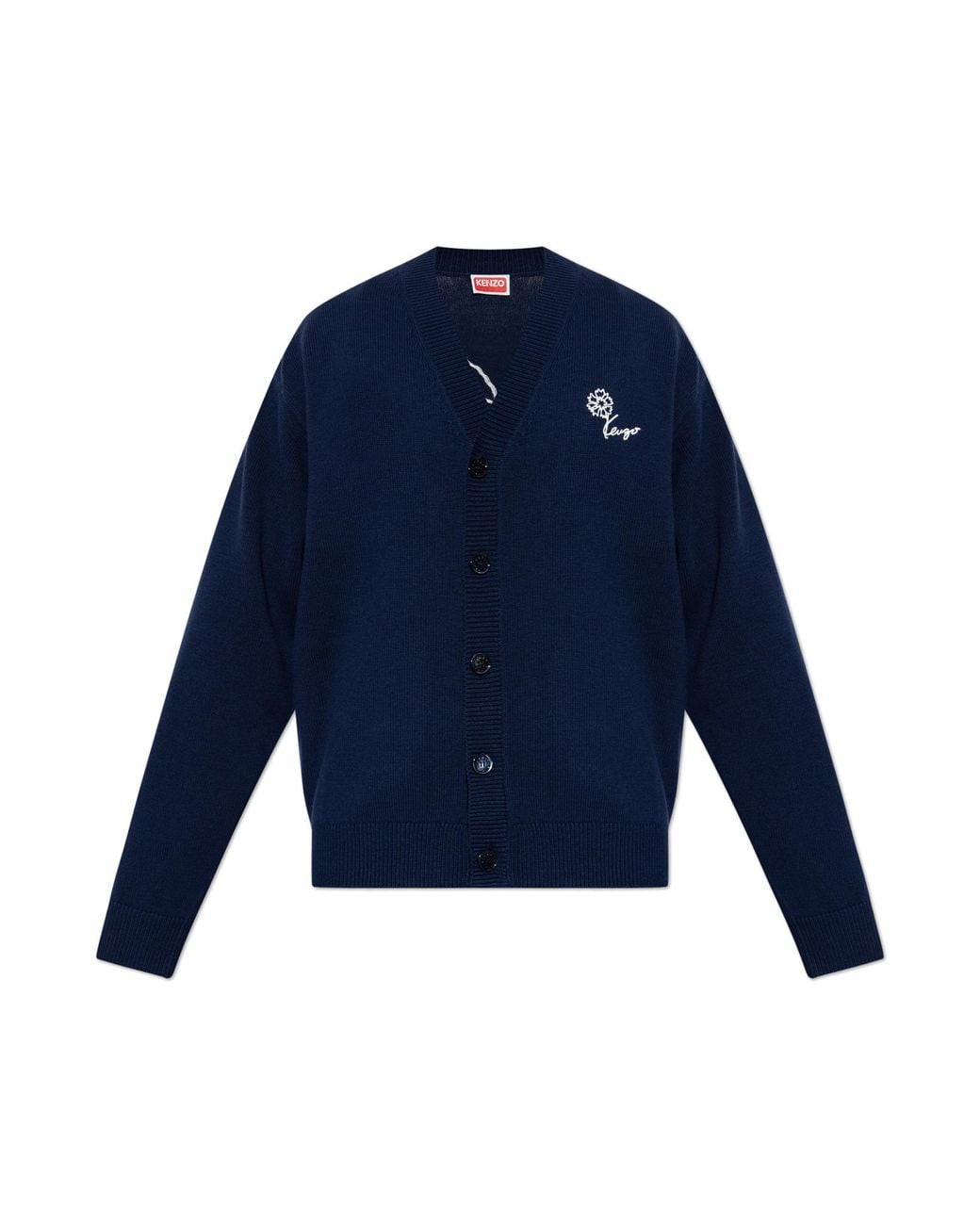 KENZO Blue Cardigan With Logo for men
