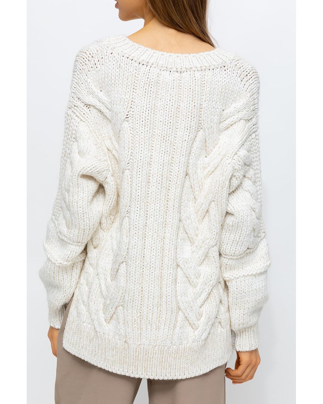 IRO Cotton Distressed Sweater in White | Lyst