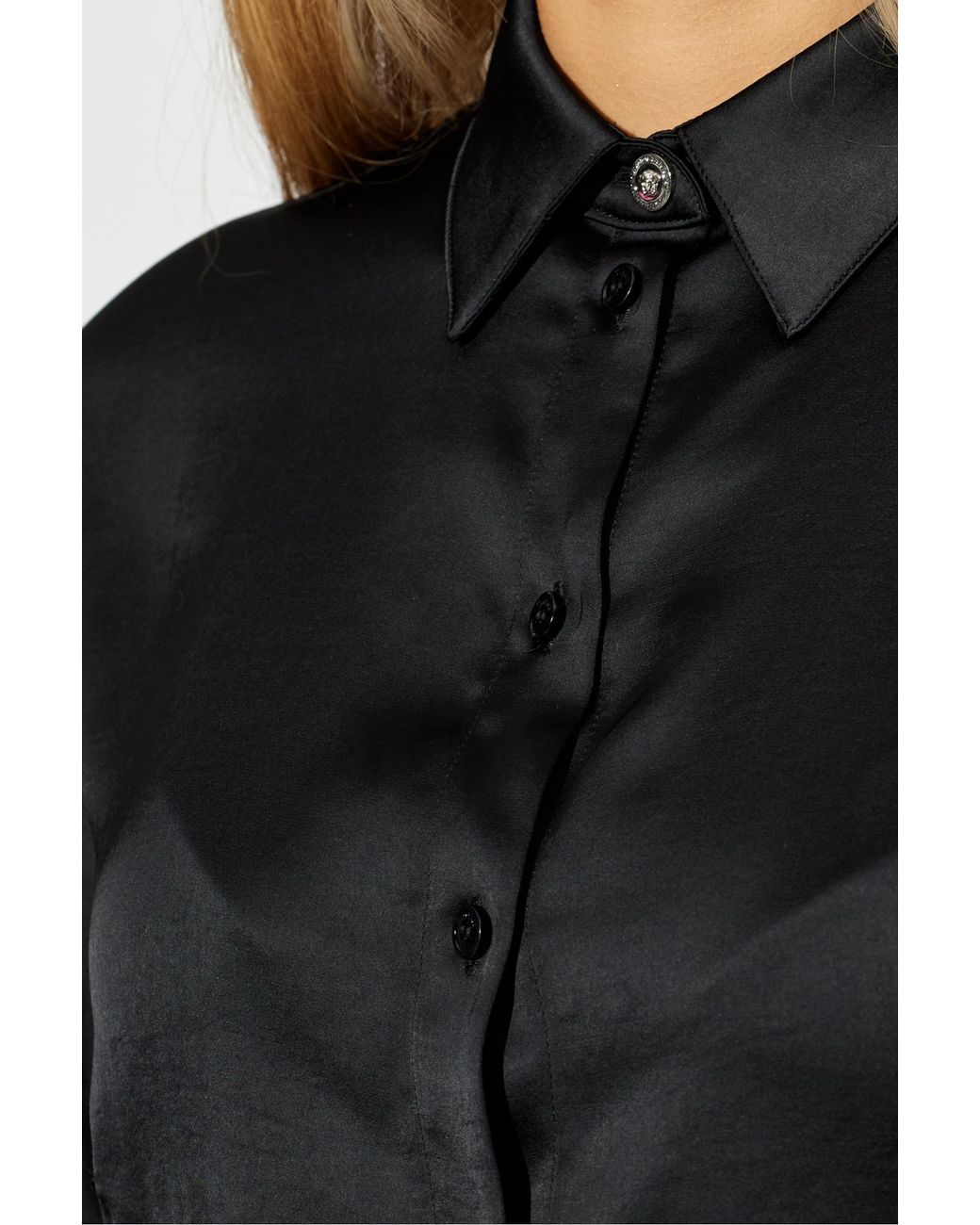 Versace Black Shirt With Lace Inserts