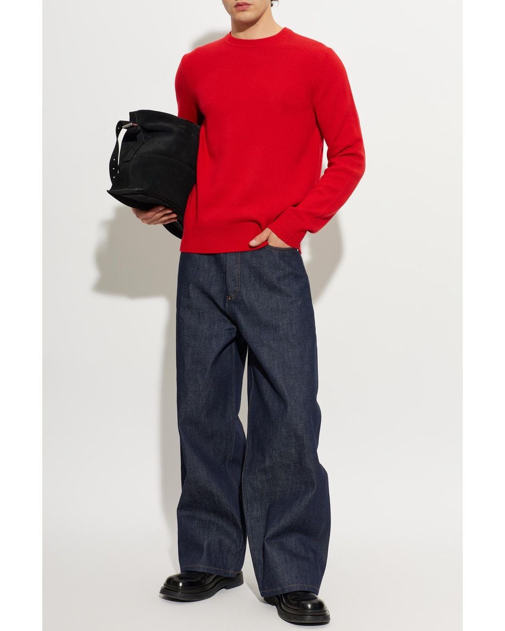 Rag & Bone Red Crew Neck Cashmere Sweater for men
