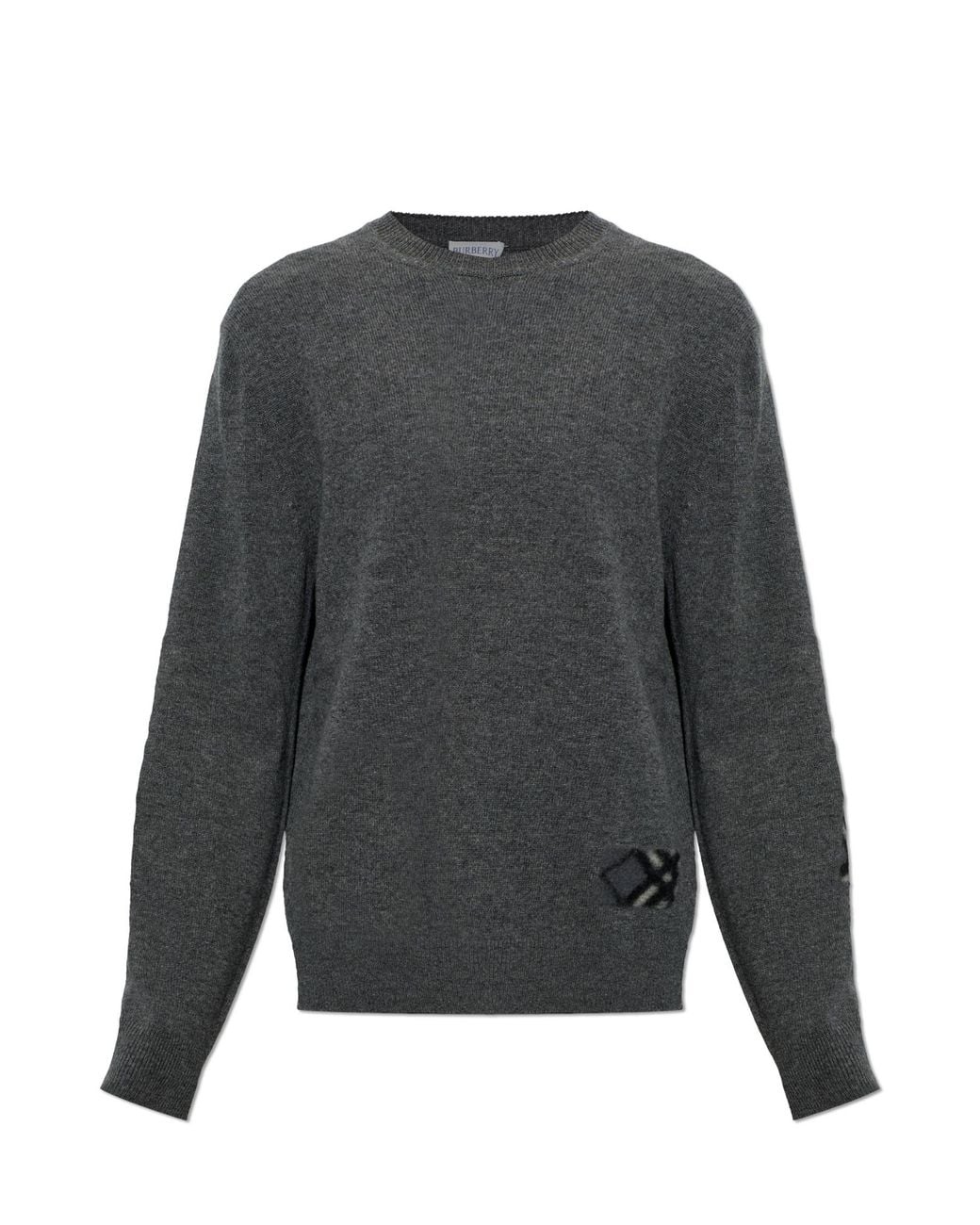 Burberry Gray Crew Neck Wool Jumper for men