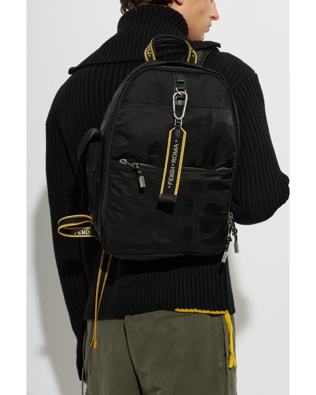 Fendi Black 'Climb' Monogram Backpack for men