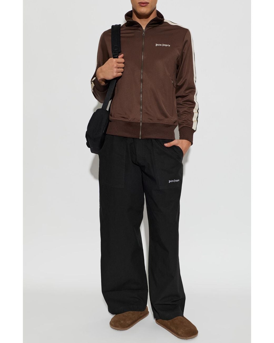Palm Angels Brown Sweatshirt With Logo for men