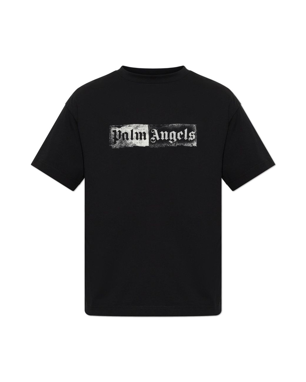 Palm Angels Black Cotton T-Shirt With Printed Logo for men