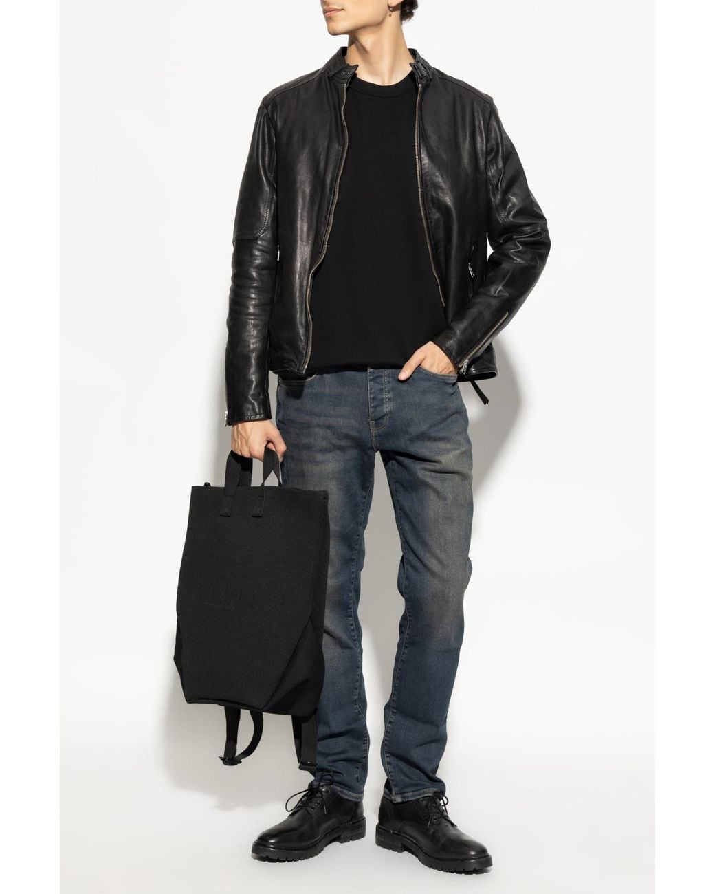 AllSaints Black Skull Motif Crewneck Sweatshirt for men