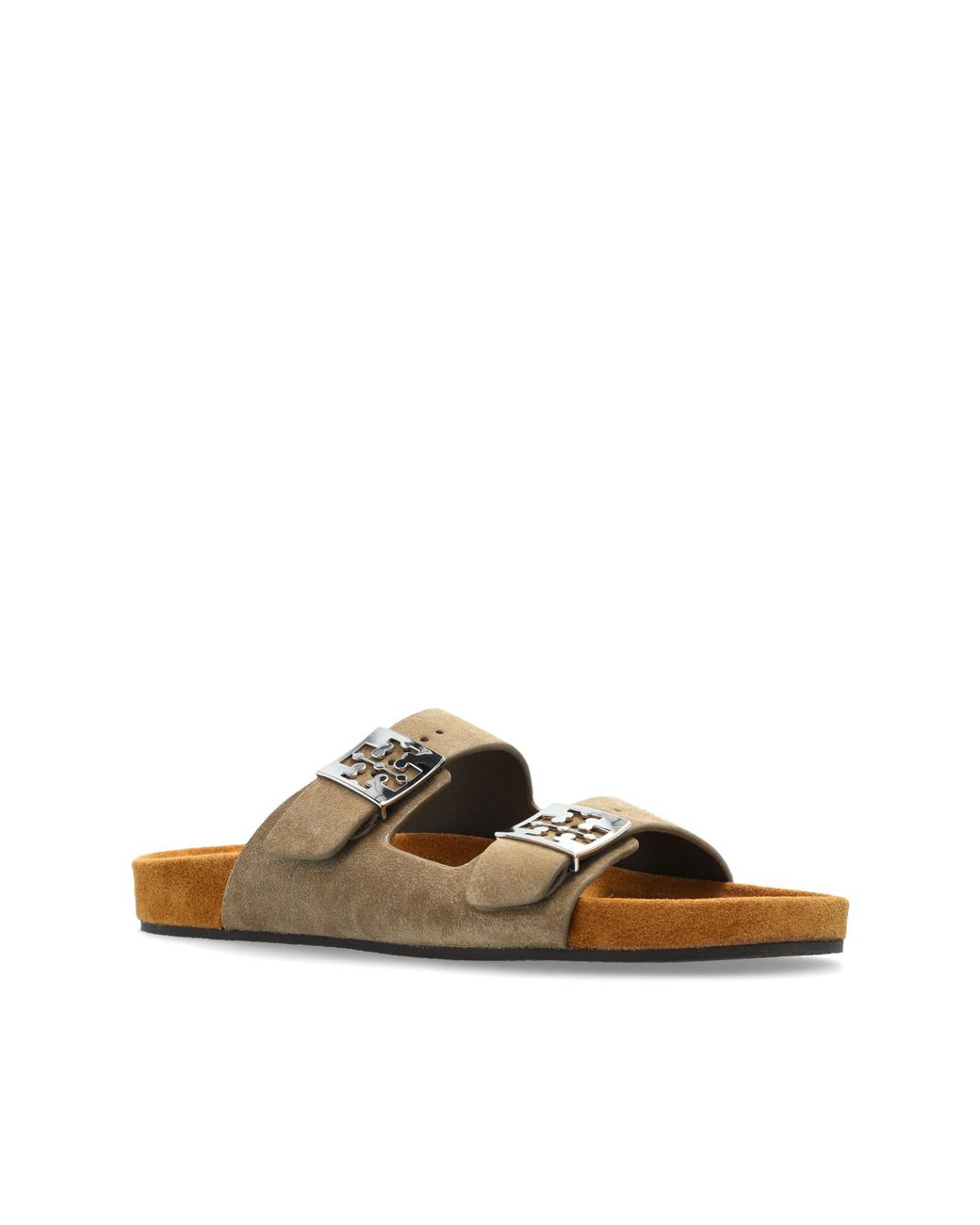 Tory Burch White Suede Slides "Mellow"