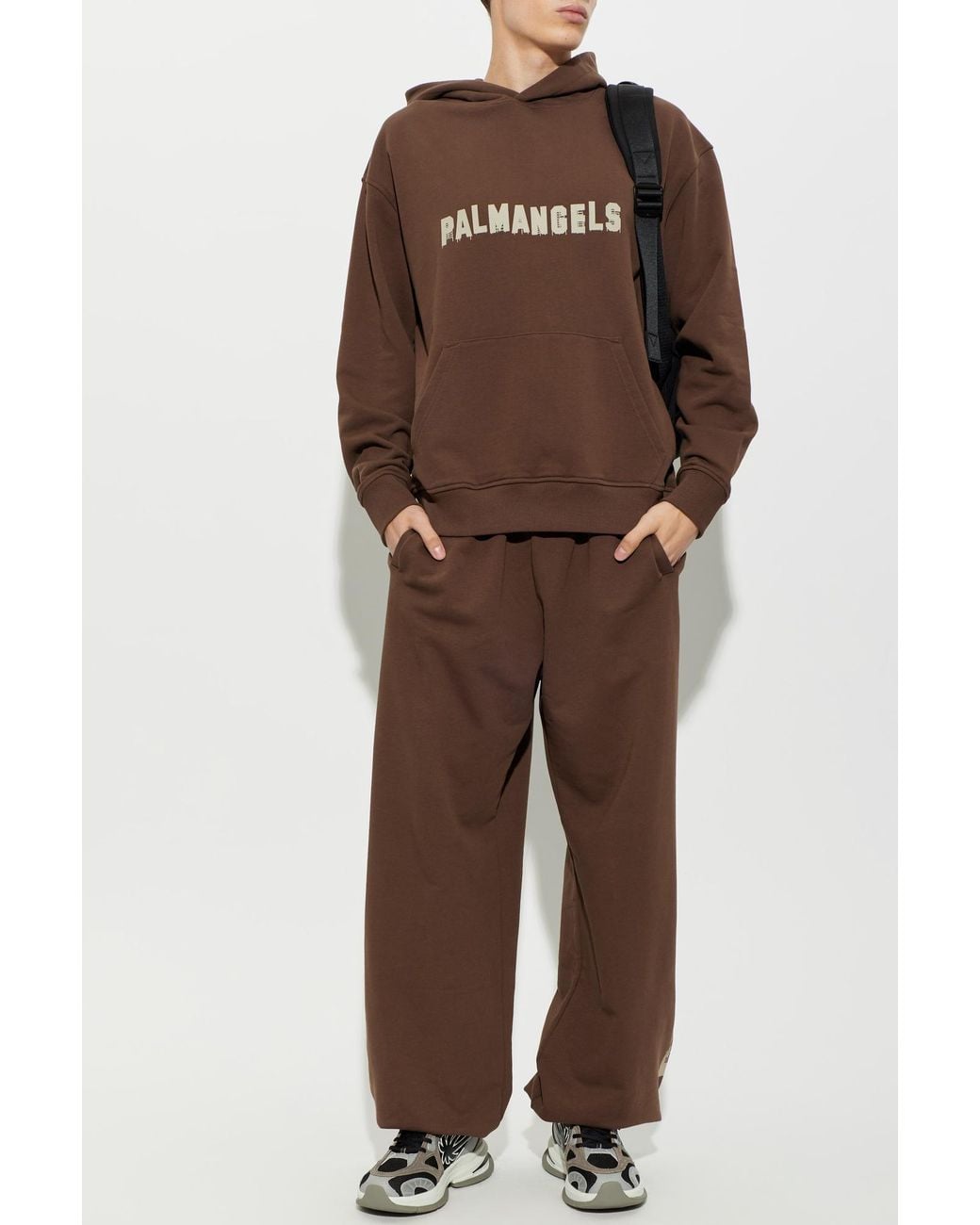 Palm Angels Brown Sweatpants With Printed Logo for men