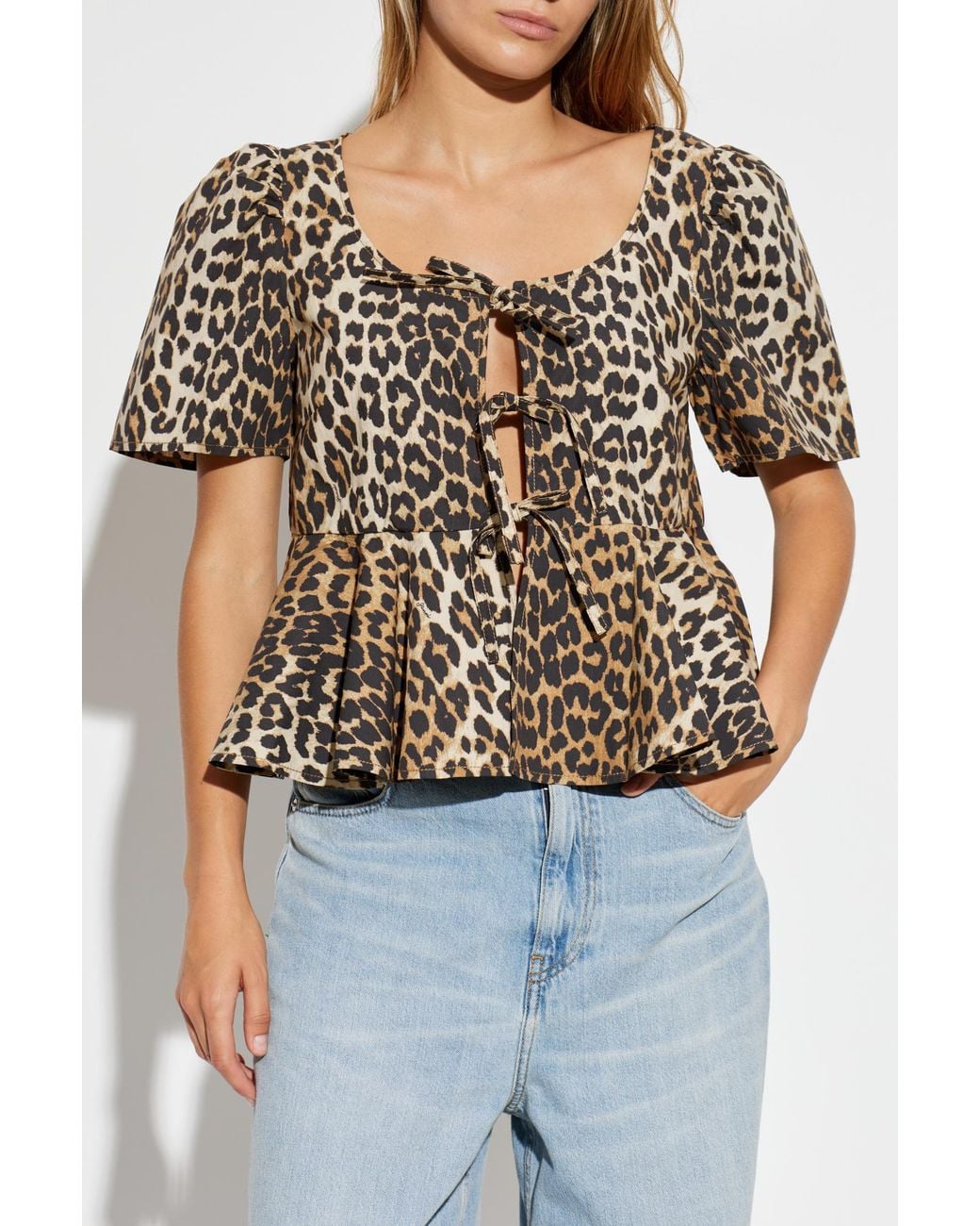 Ganni Natural Top With Animal Motif