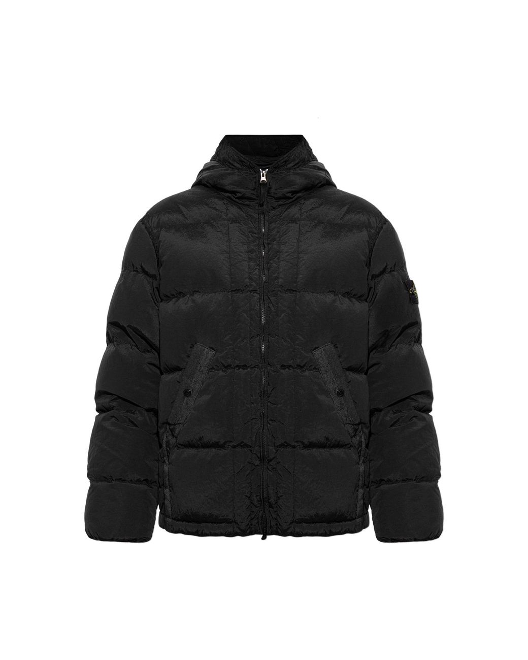 Stone Island Black Down Jacket With Hood for men