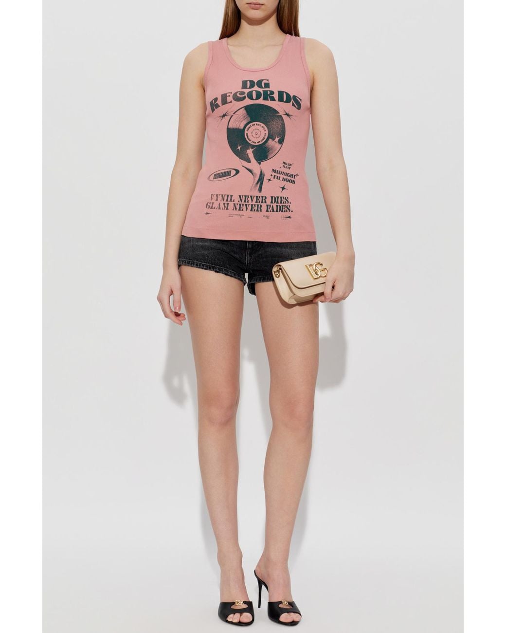 Dolce & Gabbana Pink Ribbed Top With Print