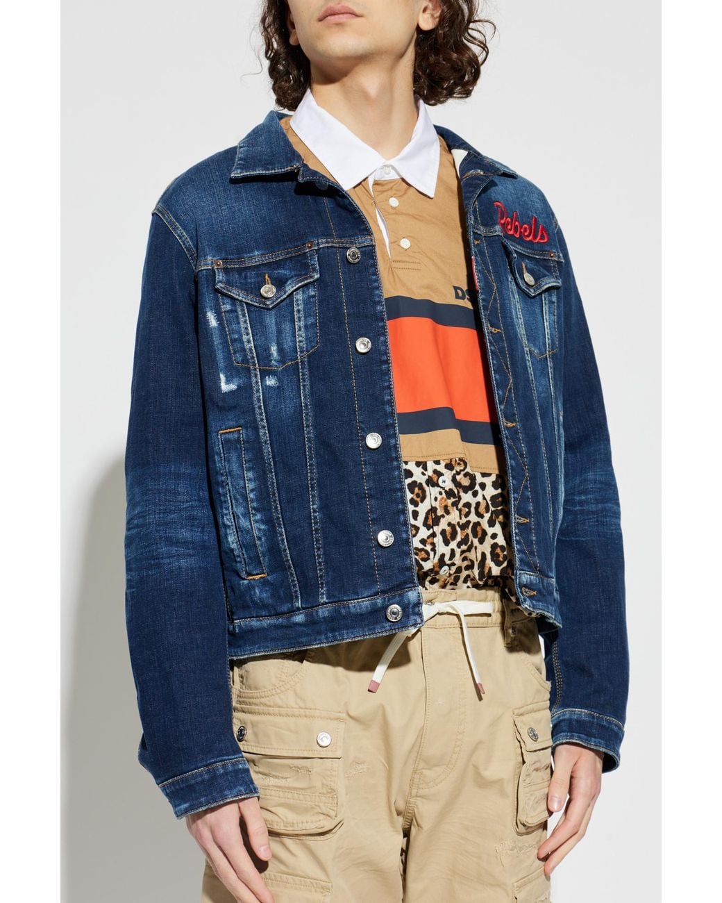 DSquared² Blue Denim Jacket With A 'Vintage' Effect for men