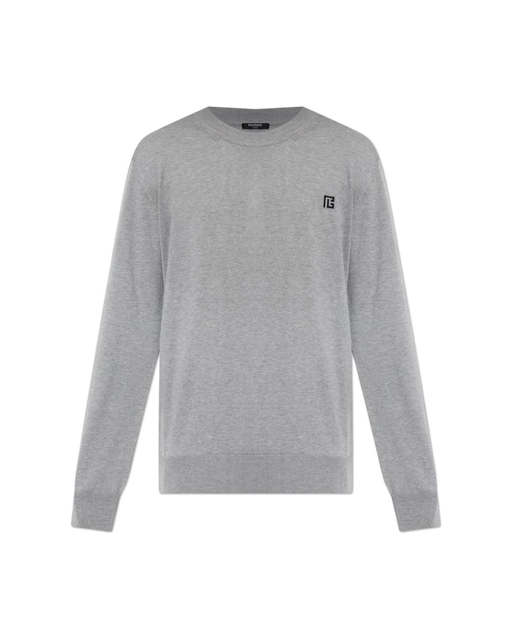 Balmain Gray Sweater With A Crew Neck for men