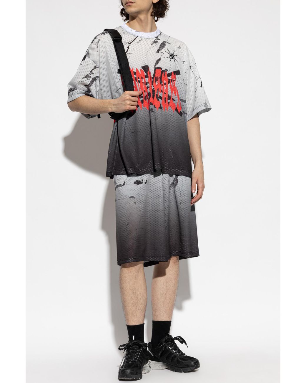 44 Label Group Gray Perforated Shorts for men
