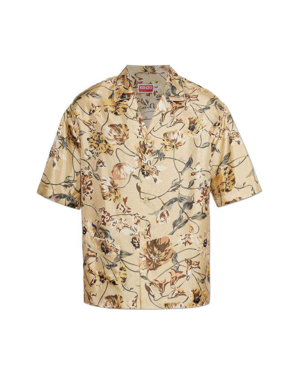 KENZO Natural Silk Short-Sleeved Shirt for men