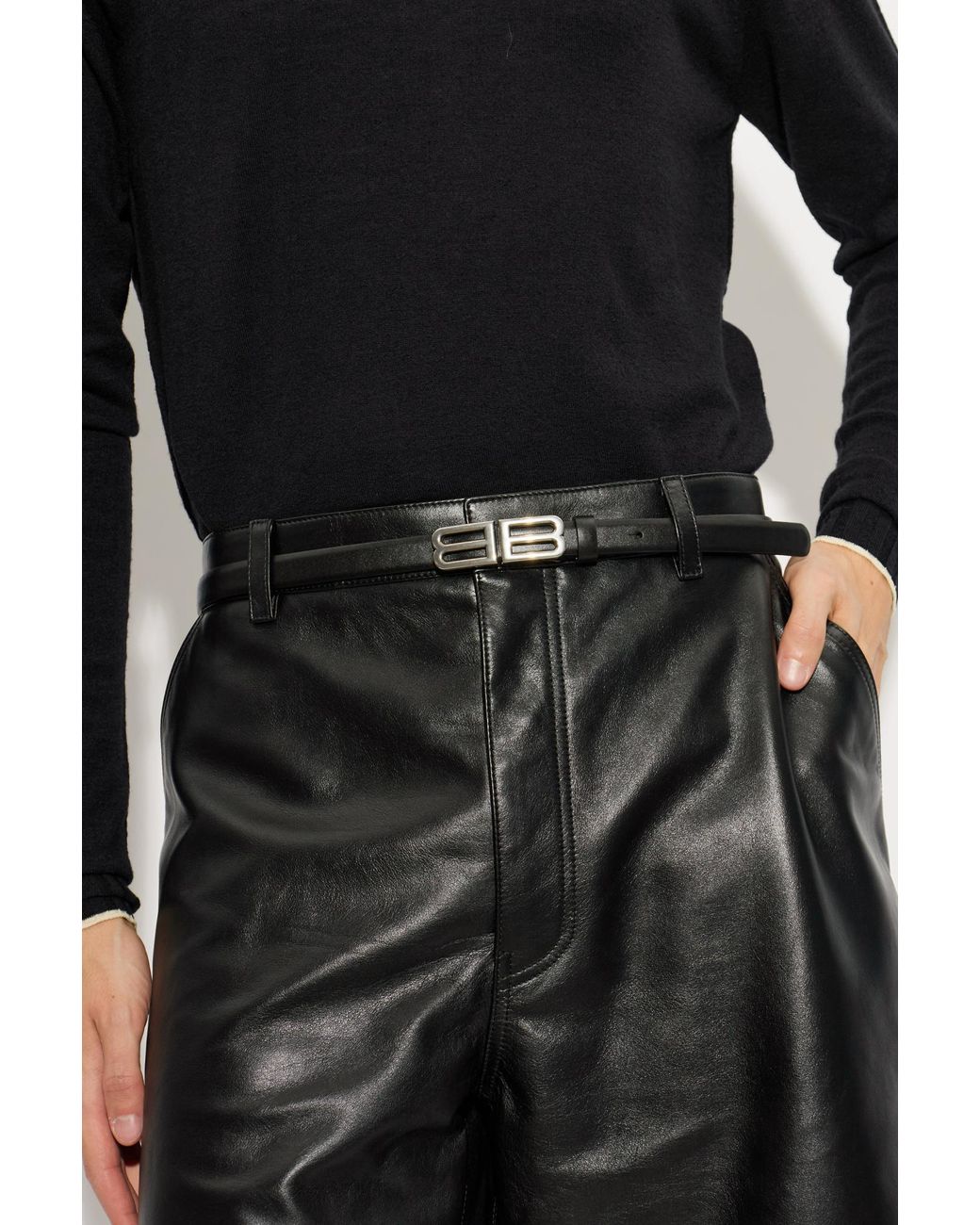 Balenciaga Black Leather Belt