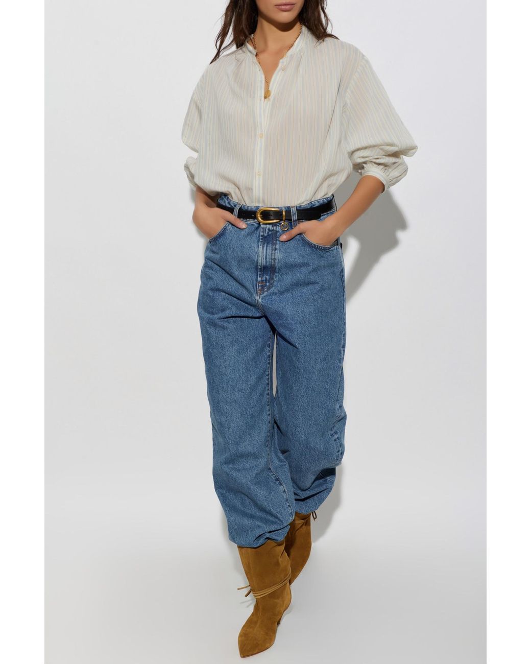 A.P.C. White Striped Shirt