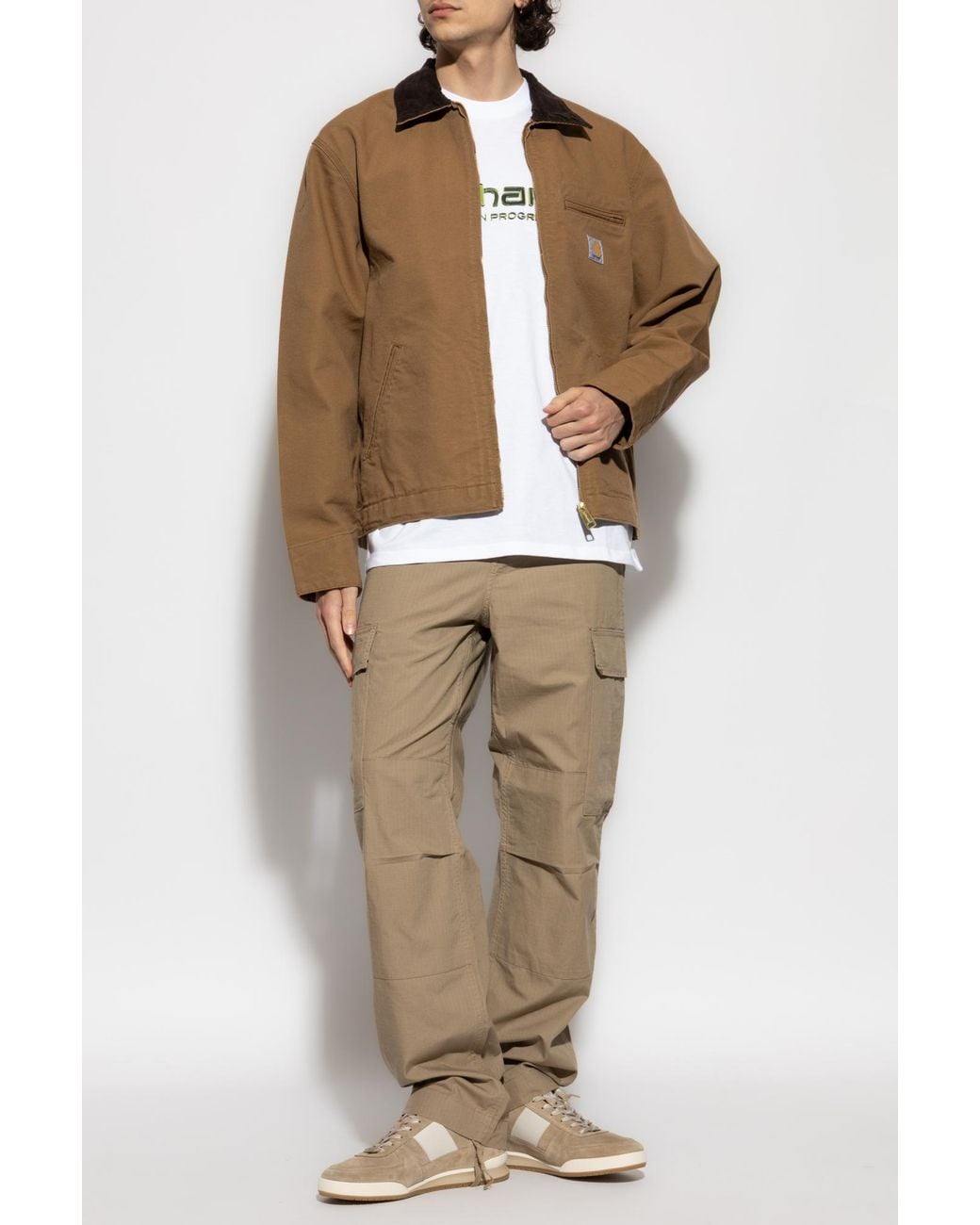 Carhartt Brown Jacket With Corduroy Collar for men