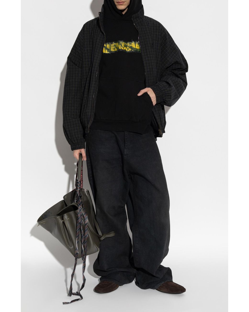 Balenciaga Black Plaid-Patterned Jacket for men