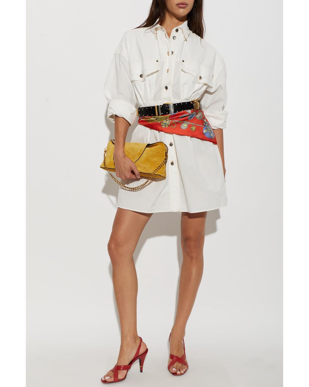 Versace White Dress With Contrasting Stitching