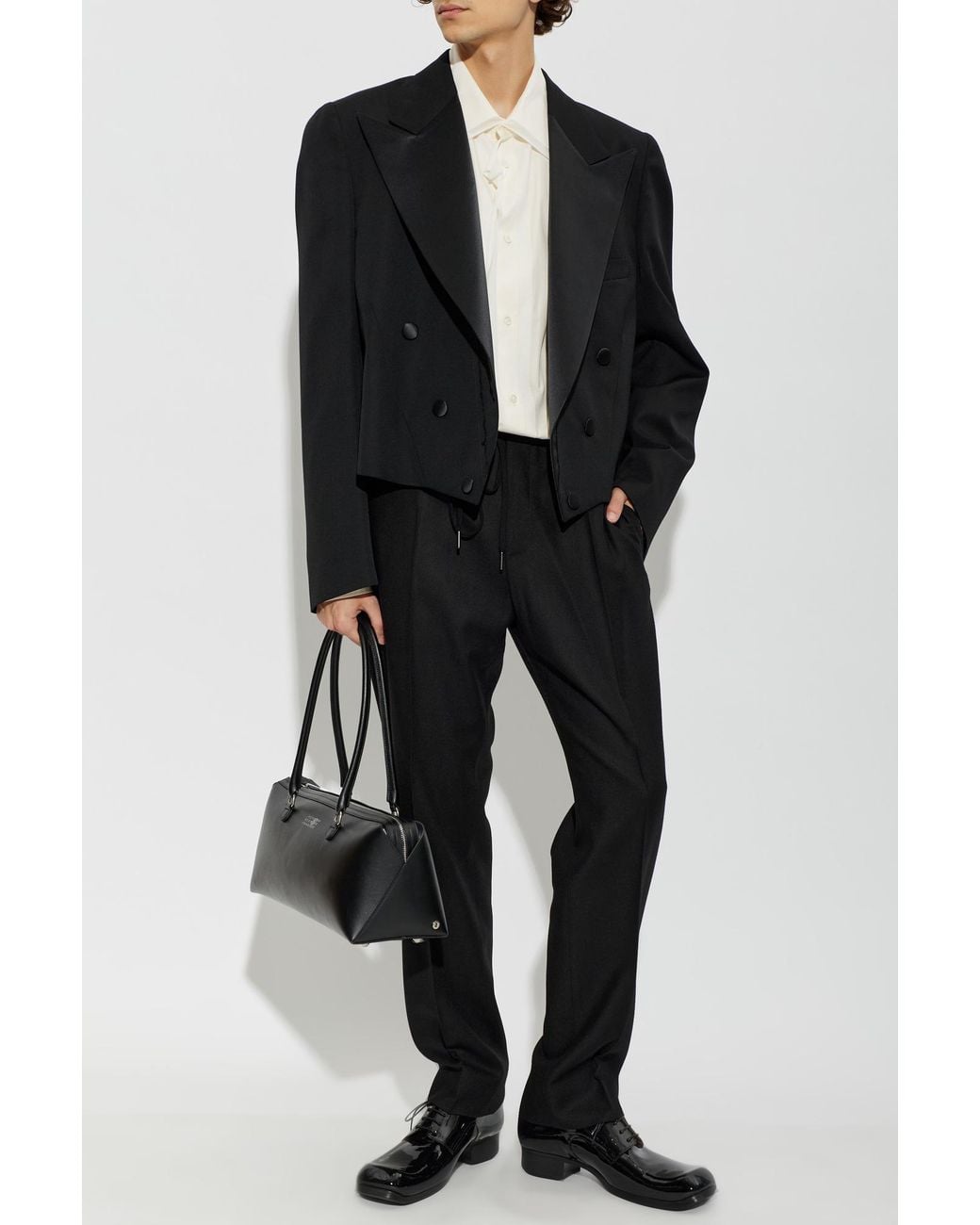 Maison Margiela Black Wool Pleated Trousers for men