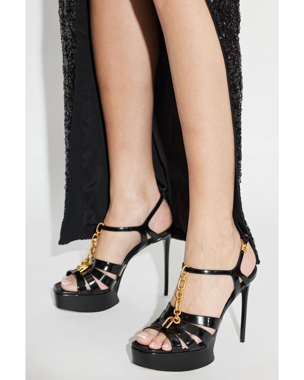 Balmain Black Platform Sandals