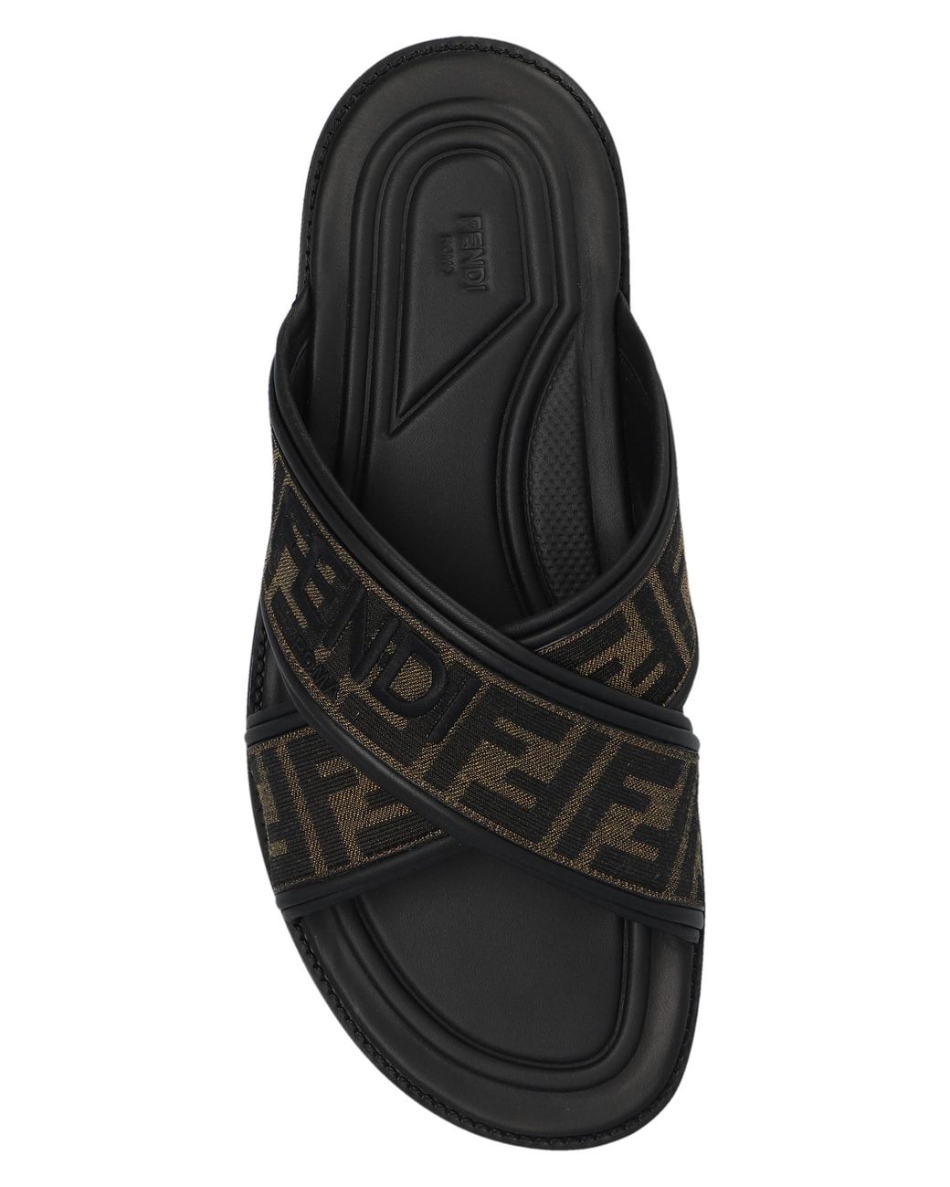 Fendi Brown Logo Slide Sandals for men