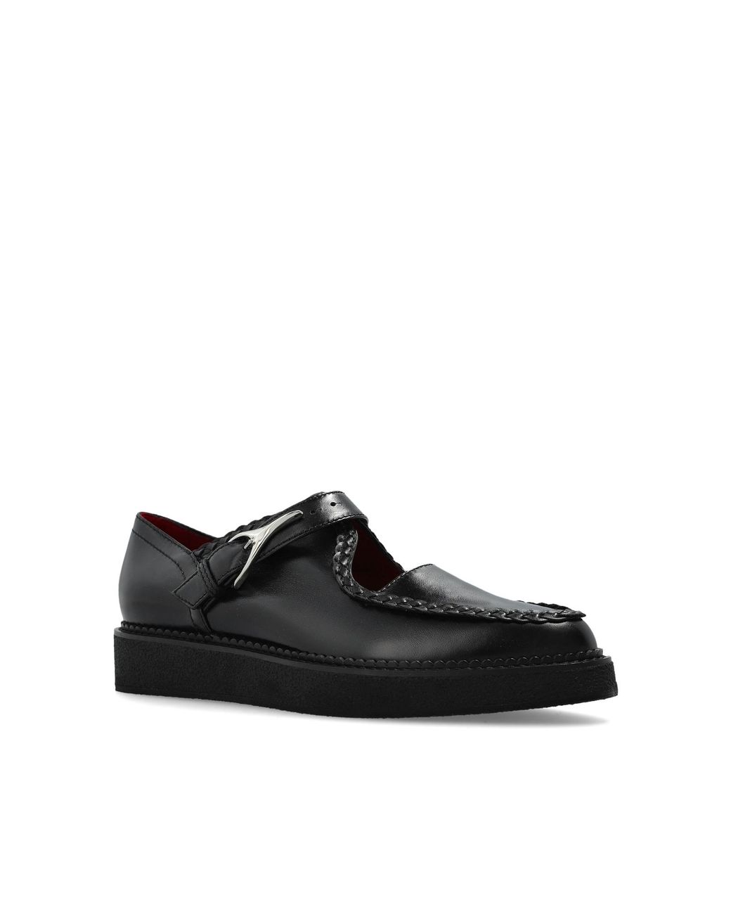 McQueen Black 'Wishbone Creeper' Leather Shoes