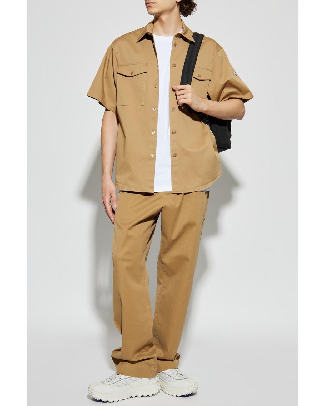 Moncler Natural Trousers With Logo for men