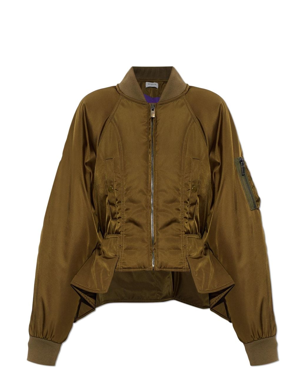 Balmain Green Bomber Jacket With Basque