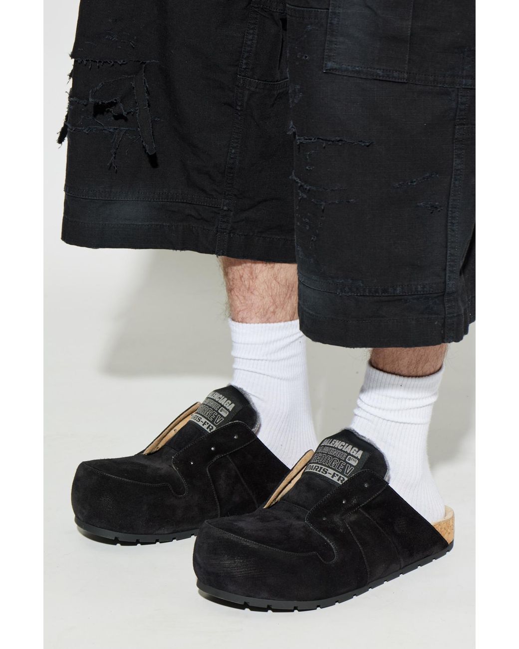 Balenciaga Black Suede Slides "Dumbo" for men