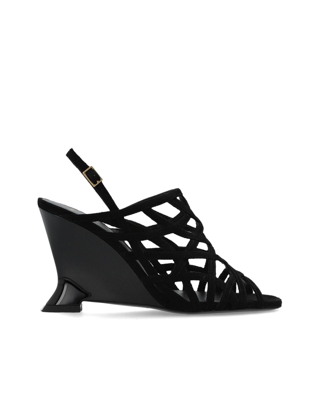 Balmain Black Suede Wedge Sandals