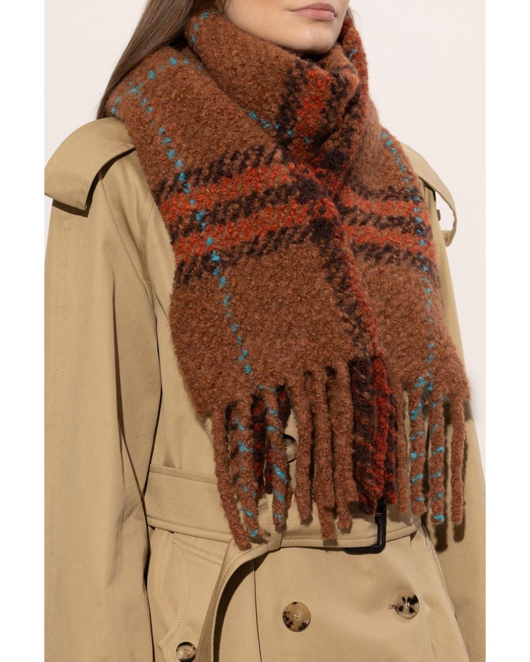 Burberry Brown Scarf With A Check Pattern
