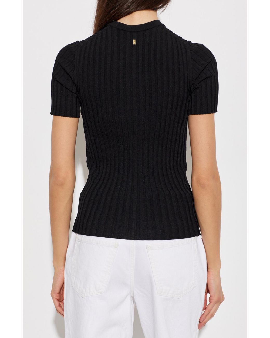 AMI Black Pleated Top