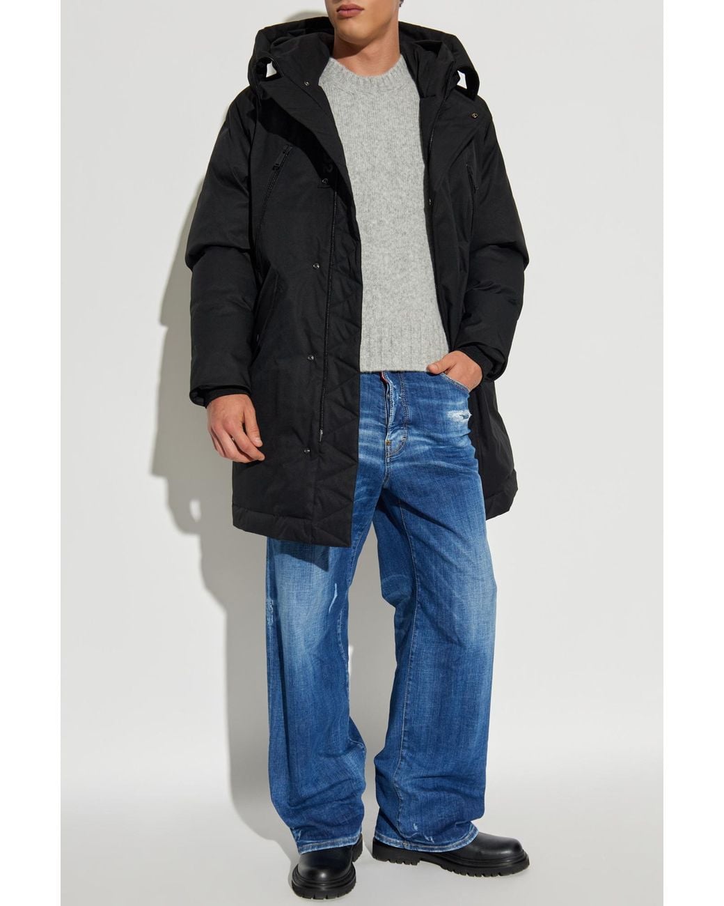 DSquared² Blue Insulated Parka With Hood for men