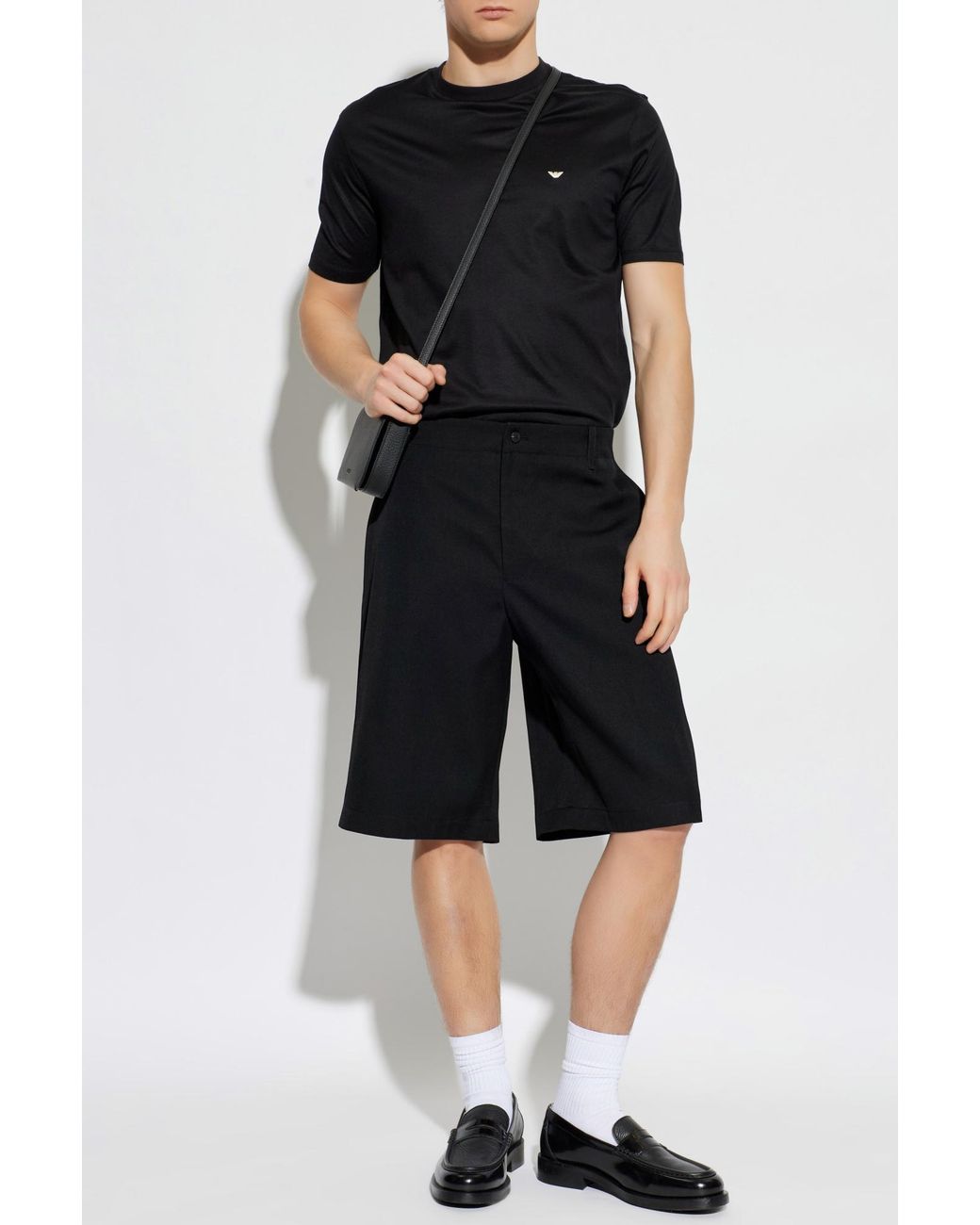 Emporio Armani Black T-Shirt With Embroidered Logo for men