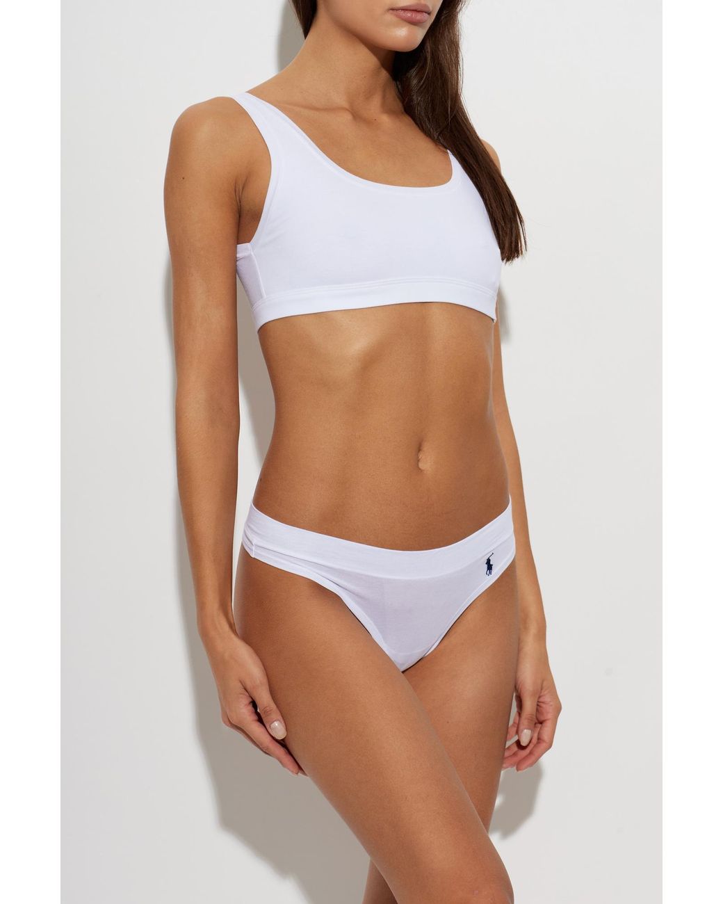 Polo Ralph Lauren Blue Cotton Thong With Logo