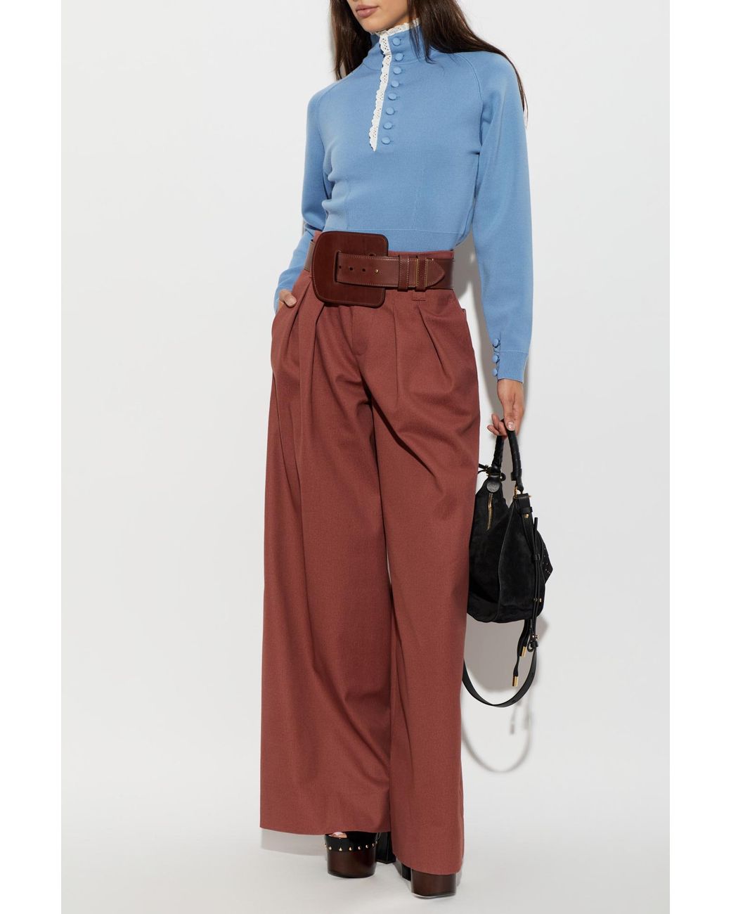 Chloé Red Wide-Leg Trousers